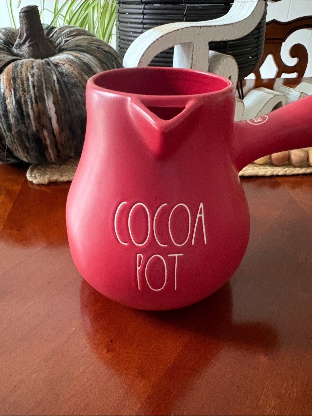 Rae Dunn Red Cocoa Pot Ceramic Pourer